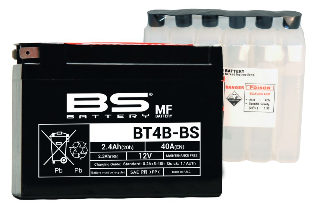BS-battery BT4B-BS  AGM MF, 12, 2.3   113x38x85,  ( +/- ), (YT4B-BS, YTX4B-BS) 300625