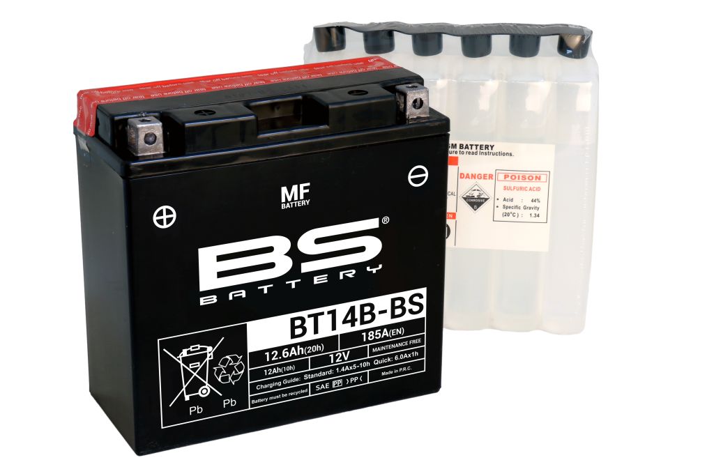 BS-battery BT14B-BS  AGM MF, 12, 12  185 A  150x69x145,  ( +/- ), (YT14B-BS) 300629