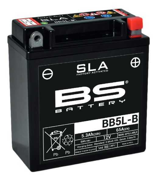 BS-battery BB5L-B (FA)  AGM SLA, 12, 5, 65  120x60x130,  ( -/+ ) (YB5L-B) 300671
