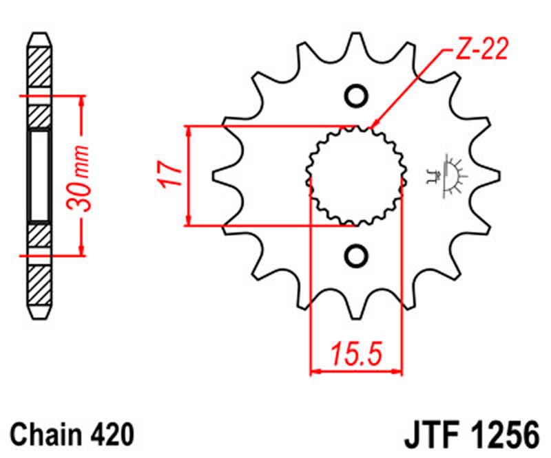  JT   JTF1256.13 Honda CRF50 04-20, CRF70 04-12, CR80 86-02, CR85 03-07 JTF1256.13