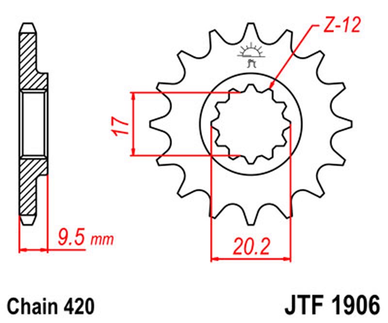 JT   JTF1906.12 KTM 60SX 98-01, 65SX 98-20, Husqvarna 65TC 17-20 JTF1906.12