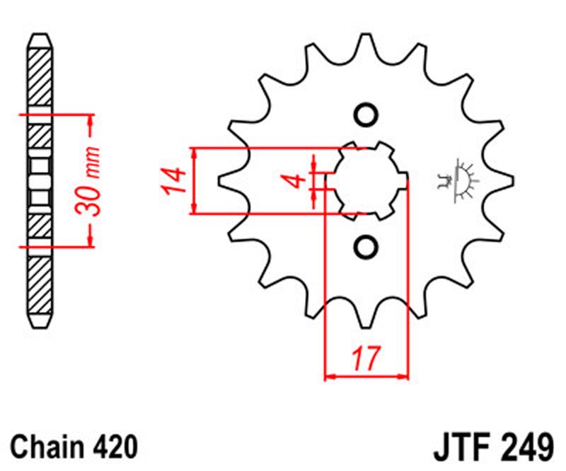 JT   JTF249.13 Honda MSX125 Grom 13-20, Z125 Monkey 19-20, Kawasaki KLX110 02-20, C125 Super Cub 18-20, Suzuki DR-Z110 03-05 JTF249.13