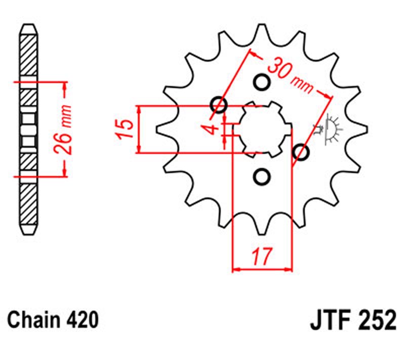 JT   JTF252.12 Honda CRF80 04-13, XR80 79-03, C50 Cub 82-98, Z50 Monkey 82-99 JTF252.12