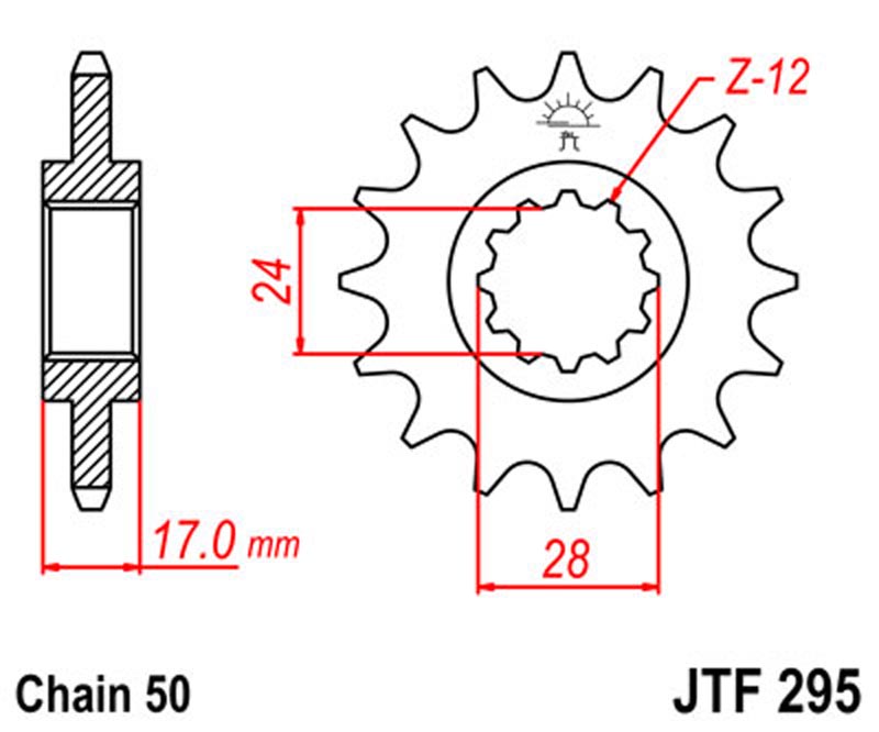 JT   JTF295.15 Honda CBR600 F 87-96, CBR600 F2/F3 91-96, CBR500 87-88 JTF295.15
