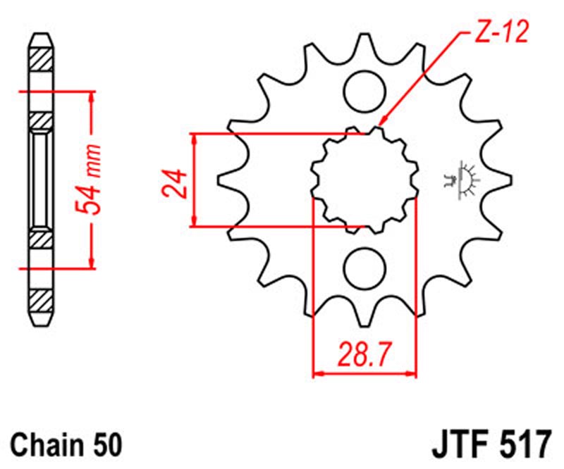 JT   JTF517.17RB Kawasaki ZZR1400 06-20, ZX-12R 00-15, ZX-14R, ZZ-R1100 93-99, ZZ-R1200 02-05, ZR1100 Zephyr 92-06 JTF517.17RB