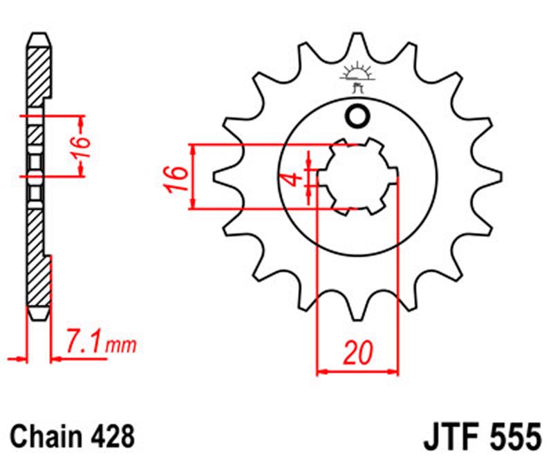 JT   JTF555.13 Kawasaki KX65 00-20, KX85 01-02, KX100 91-02, KX80 86-00, Suzuki RM65 03-05, Yamaha TT-R225 99-04, FZR80RR 92-94, YBA125 Enticer 07-09 JTF555.13