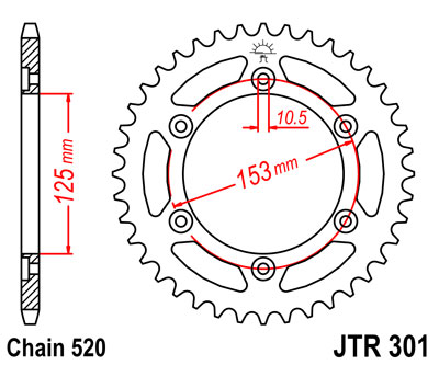 JT   JTR301.39 Honda CRF250 13-20, XR650 93-20, XR250 90-95, XR600 91-00, CRM250 91-95 JTR301.39