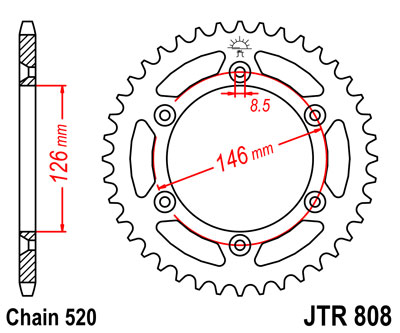 JT   JTR808.48SC Suzuki DR-Z400 00-20, RM-Z250 07-20, RM-Z450 08-20, RM250 81-11, DR-Z250 01-07, DR350 90-99, RM125 85-05 JTR808.48SC