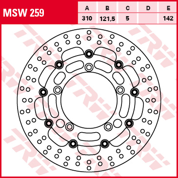   TRW MSW259  SUZUKI  GSR600 06-10, GSR600 A ABS 06-10, DL650 V-STROM 08-11, DL650 V-STROM ABS 07-11, DL650 V-STROM ABS 12-, GSF650 BANDIT, S BANDIT 07- MSW259